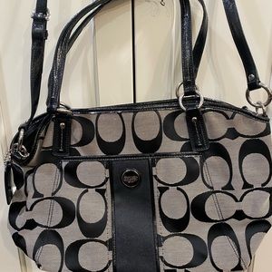 Coach signature jacquard handbag black/gray
